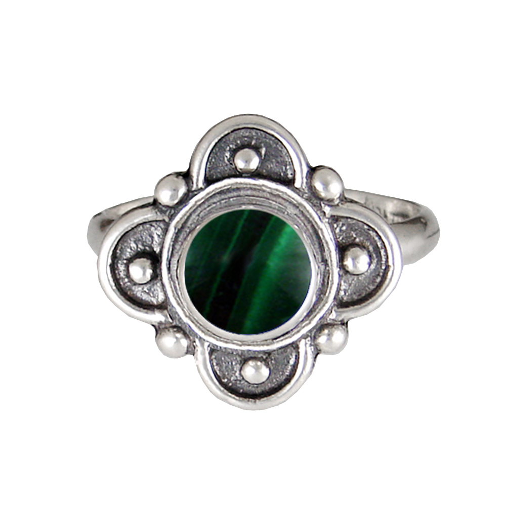 Sterling Silver Gemstone Ring With Malachite Size 8